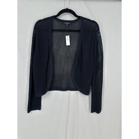 Talbots Cardigan Sweater Womens Large Black Lightweight Open Knit New - Picture 6 of 8